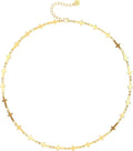Aobei Pearl 18K Gold Plated Paperclip Chain Choker Satellite Chain Freshwater Cultured Biwa Pearl Pendant Necklace Dainty Jewelry for Women