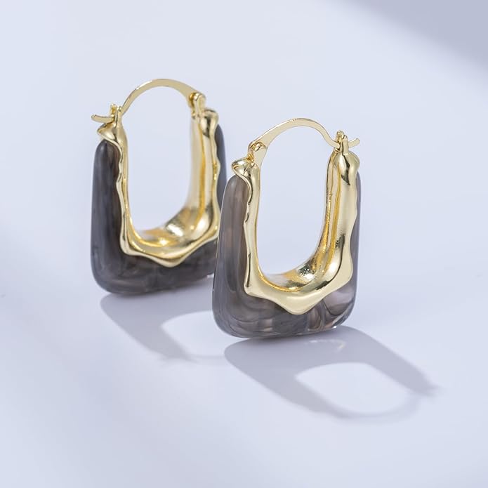 Acrylic Hoop Earrings Chunky Huggie Statement Vintage Earrings Cute Resin Drop Earring Trendy Jewelry Gifts for Women