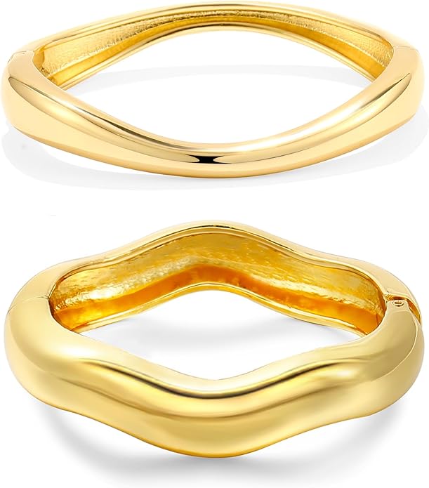 Elegance 11 designs Gold Bangles For Women Chunky Trendy Hinged Cuff Open Bracelet Wide Minimalist Bracelets Jewelry Gift