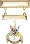 OES Eastern Star Engraved Jewel Nickel or 24K Gold Plated Brooch with choice of charm dangle