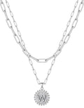Yoosteel Valentines Gifts for Women Her - Gold Layered Initial Necklaces for Women 14K Gold Plated Dainty Layering Paperclip Link Chain Necklace Coin Initial Necklace Birthday Gifts for Teen Girls