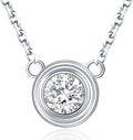 Lab Grown Diamond Necklace, Solid 925 Sterling Silver with Round Cut, Fine Jewelry for Women Anniversary Birthday Valentine’s Day Gifts