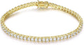 Gemsme 18K Gold Plated 3.0 Cubic Zirconia Classic Tennis Bracelet for Women and Men 8.5 Inch