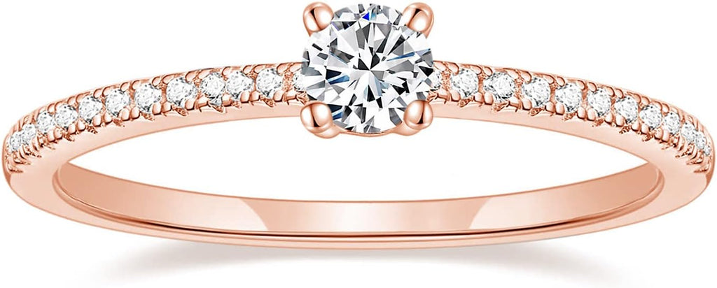 TIGRADE 1.5mm Women Eternity Ring Round Cubic Zirconia Anniversary Ring CZ Pave Promise Wedding Band Size 3-12