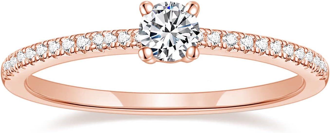 TIGRADE 1.5mm Women Eternity Ring Round Cubic Zirconia Anniversary Ring CZ Pave Promise Wedding Band Size 3-12