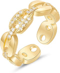 KissYan Gold Rings for Women, 14K Gold Plated Adjustable Statement Irregular Geometric Diamond Twisted Open Stackable Band Chunky Finger Rings Dainty Cubic Zirconia Jewelry Gifts