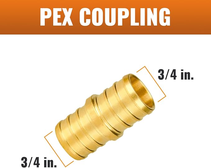 25-Pack 3/4 Inch PEX Coupling | Brass - Image 2