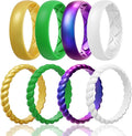 Egnaro Women's Bridal Rings Sets, Inner Arc Ergonomic Breathable Design Silicone Rubber Wedding Bands