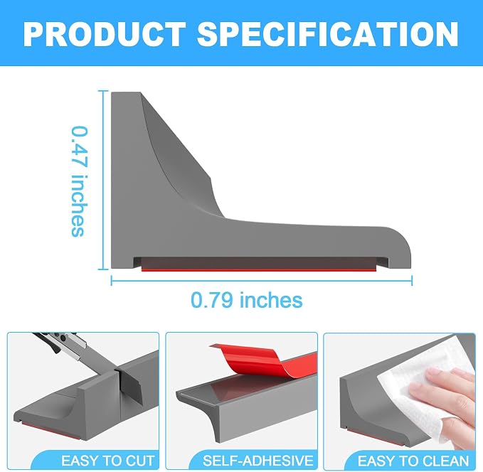 Duzzy 39 Inch Shower Threshold Water Dam Guard, Silicone Rubber Shower Door - Image 2
