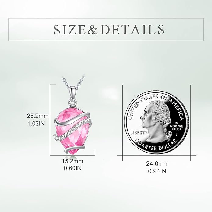 Birthstone Necklace for Women Sterling Silver Teardrop Pendant Necklace Birthday Jewelry Gift for Women