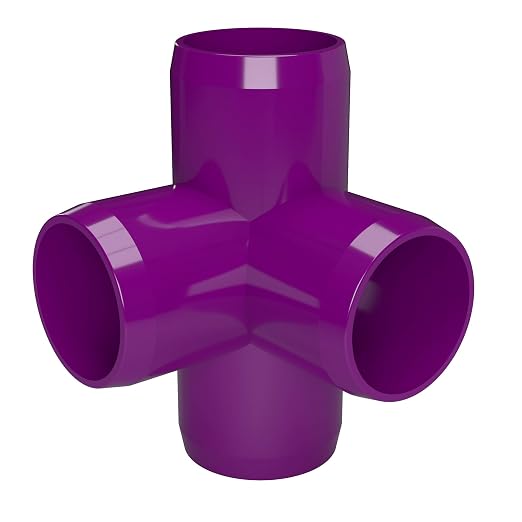 1” 4-Way Tee Furniture Grade PVC Fitting in Purple, Made in USA, UV-Resistant - Image 8