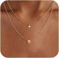 Layered Initial Necklaces for Women, 14k Gold Plated Letter Necklace Set Dainty Gold Initial Necklace Stack Cute Layering Choker Necklaces for Women Trendy Fashion Jewelry
