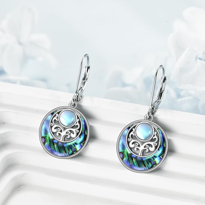 Abalone Shell Dangle Drop Earrings for Women 925 Sterling Silver Filigree Bohemian Earrings Jewelry Gift