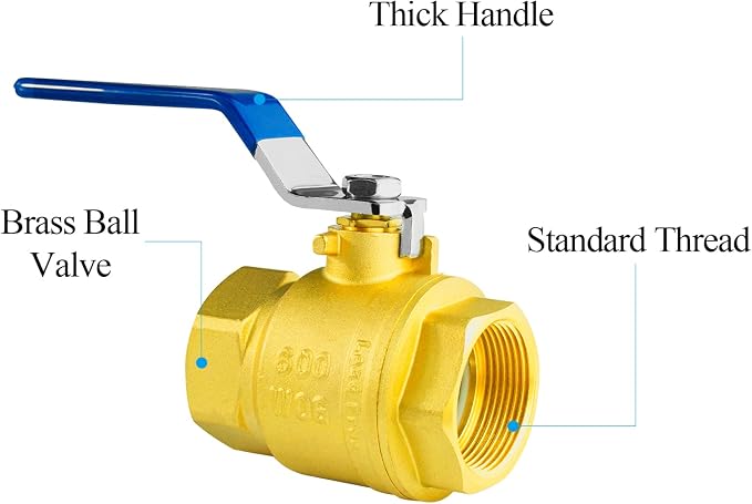 WiseWater 1" NPT Full Port Brass Ball Valve, UPC Certified, 600 WOG, Plumbing - Image 4