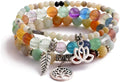 UEUC Tree of Life Yoga Healing Stone Bracelets,Multilayer Lotus Chakra Stone Reiki Bracelet Sets,Anxiety Crystal Natural Stone,for Women Stress Relief