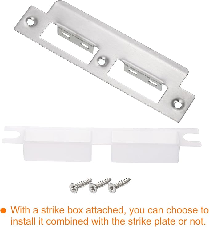 uxcell Door Strike Plate, 155mm x 35mm 201 Stainless Steel Latch Deadbolt - Image 3