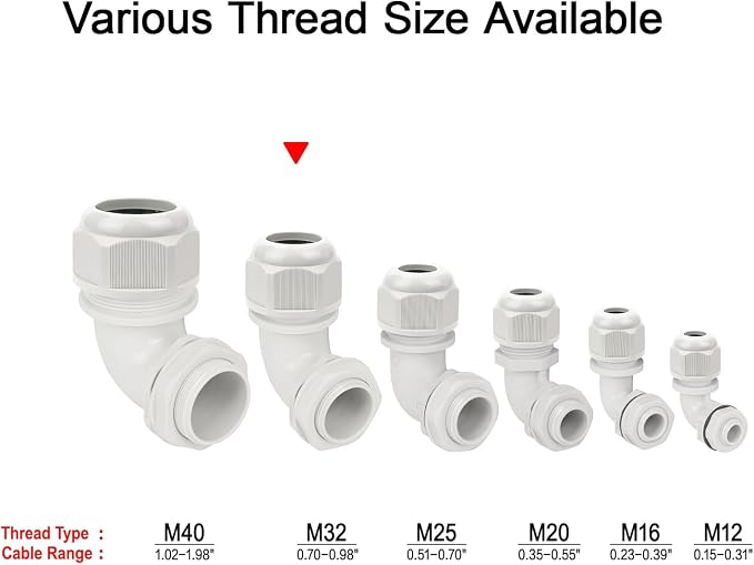 M32 Cable Gland, 90 Degree Adjustable 18-25mm Strain Relief, Cord Connectors - Image 6