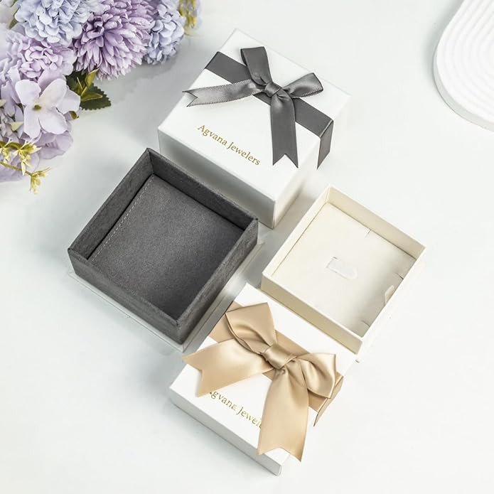 AGVANA Valentines Day Gifts 14K Solid White Gold Diamond Gemstone Pendant with Sterling Silver Chain 8mm Heart Birthstone Necklace Fine Jewelry Anniversary Birthday Gifts for Women Mom Wife