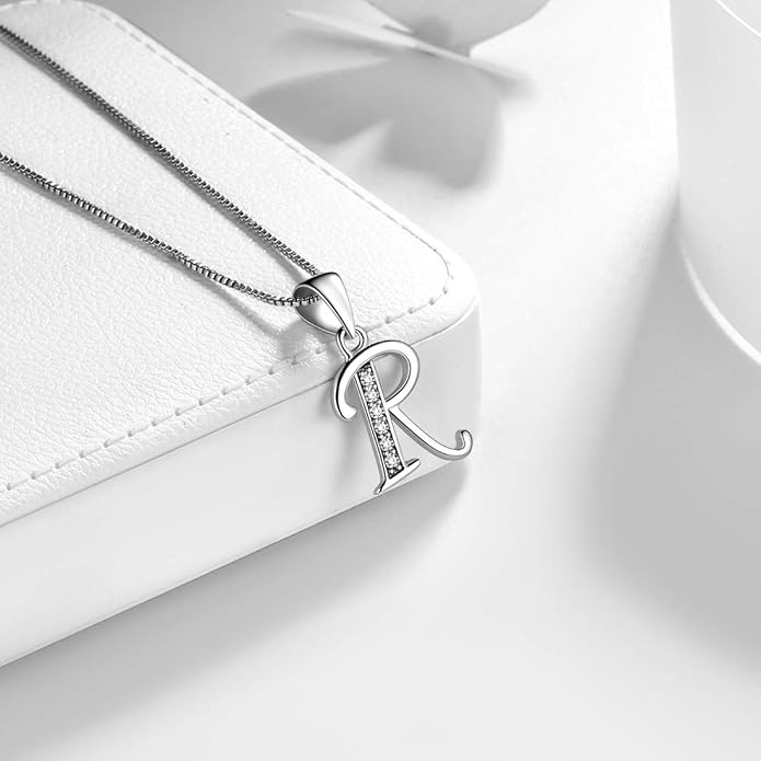 Aurora Tears Letter Necklace Initial 925 Sterling Silver Alphabet Pendant Crystal Name Gift Women Cubic Zirconia Jewelry