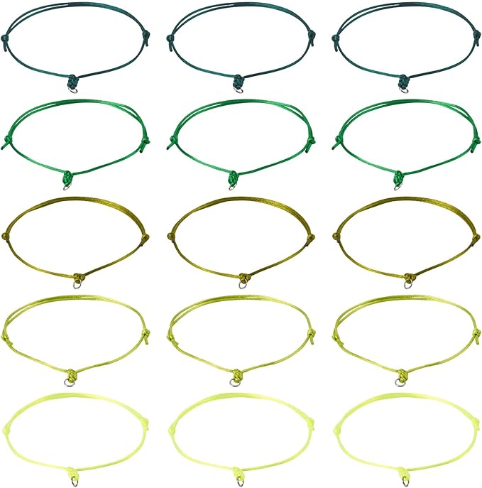 50Pcs Adjustable Braided Cord Colorful Waxed Thread Half Finished Bracelet with Jump Rings Knotting Bracelet Ropes for Wrist DIY Women Jewelry Friendship Bangle Decor 2-3/8 Inch Long-Green