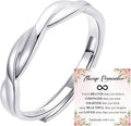 OOOPEL Sterling Silver Adjustable Ring S925 Silver Rings for Women Cubic Zirconia Twist Love Knot Dainty Ring Silver Minimalist Open Finger Rings Silver Thumb Sterling Silver Ring