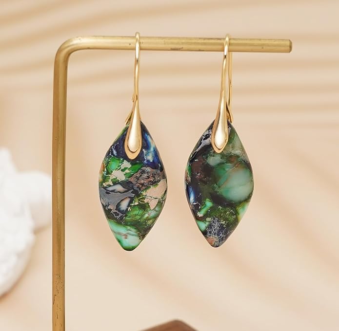 Natural Stone Earrings Multishape Dangle Drop Earrings Boho Stone Earring for Women