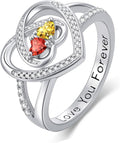 Valentine's Day Gifts for Women Birthstone Rings for Women Heart Statemet Engagement Eternity Wedding Promise Rings Jewelry Anniversary Christmas Valentine Mothers Day Birthday Gifts for Wife Her Girlfriend