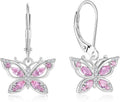 Women's Butterfly Leverback Dangle Earrings 925 Sterling Silver 5A Cubic Zirconia Jewelry for Valentine Mother's Day Birthday Gifts for Her
