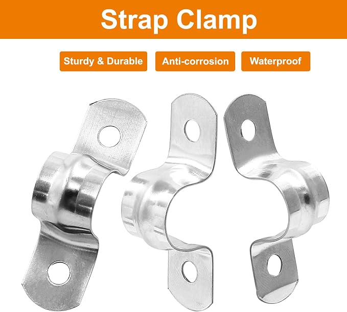 Biaungdo M12 1/2" Rigid Pipe Strap, Stainless Steel, U Bracket Pipe Clamps - Image 3