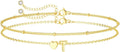 DEARMAY Dainty Initial Heart 14K Gold Plated Bracelets for Women Trendy, Letter Charm Bracelet Jewelry Cute Simple Fashion Chain Gift