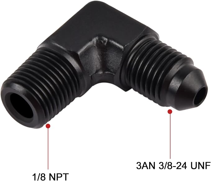 EVIL ENERGY 3AN to 1/8" NPT Male 90 Degree Fitting Aluminum Balck 2PCS - Image 2