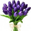 Mandy's 20pcs Artificial Dark Purple Tulips | 13.5 Inch Lifelike PU Tulips Faux by Mandys