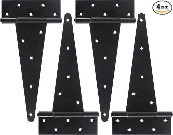 12 Inch T-Strap Shed Door Hinges Heavy Duty, Yard Door, Barn Door Gates by SANKINS