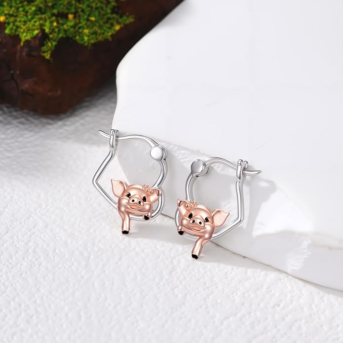Hypoallergenic Earrings Rabbit Tiger Teddy Koala Puppy Panther Peacock Earrings Sterling Silver Animal Hug Hoop Earrings Jewelry Mothers Day Graduation Birthday Gifts for Women