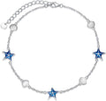 WINNICACA 925 Sterling Silver Anklets for Women Adjustable Beaded Butterfly Opal Anklet Bracelet Foot Chains Jewelry Gifts for Women Beach Birthday Christmas Gift
