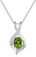 SMILEST Valentines Day Gifts for Her - 925 Sterling Silver Oval Sparkle Birthstone Necklace, Infinity Pendant Necklace Anniversary Birthday Gifts for Women Wife Girlfriend Mom Birthstone Necklace