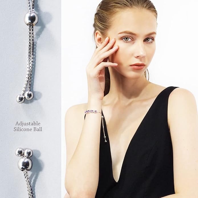 Birthstone Bangle Bracelet for Women Classic Beautiful 925 Sterling Silver Sparkling Gemstone XO Bolo Tennis Bracelet Fine Wrist Jewelry 4.2 Ct, 11"