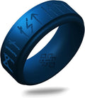 Knot Theory Viking Silicone Ring - My Love Forever in Rune Characters Breathable Comfort Fit - Valentine's Engagement Mens Wedding Band