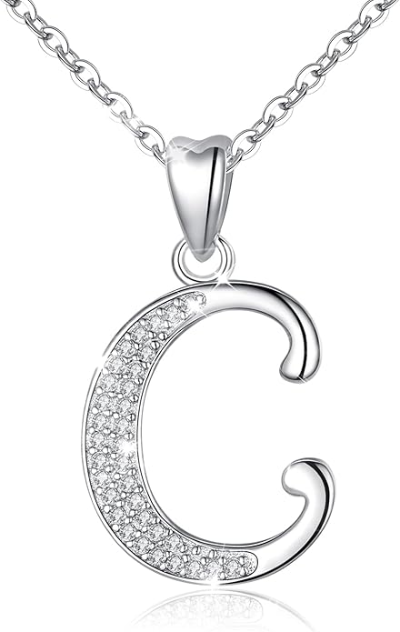 AEONSLOVE 925 Sterling Silver Initial Necklaces for Women, 26 Letters Pendants Necklace Gift for Mother, Daughter, Wife, 18 Inch Chain