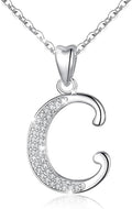 AEONSLOVE 925 Sterling Silver Initial Necklaces for Women, 26 Letters Pendants Necklace Gift for Mother, Daughter, Wife, 18 Inch Chain