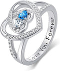 Valentine's Day Gifts for Women Birthstone Rings for Women Heart Statemet Engagement Eternity Wedding Promise Rings Jewelry Anniversary Christmas Valentine Mothers Day Birthday Gifts for Wife Her Girlfriend