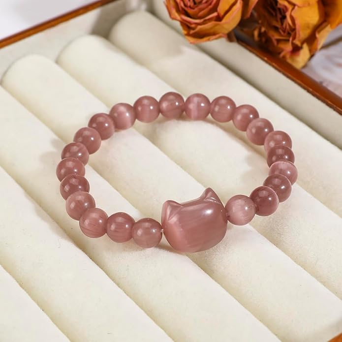 Money Attraction Cat Bracelet - Black Obsidian Women Bracelets -Wealth Prosperity Abundance Stone Bead Bracelet, Entrepreneur Business Luck Beaded Bracelets,Spiritual Mood Energy Cute Protection Stretch Bracelet,Health Good Luck Feng Shui Bracelets For...