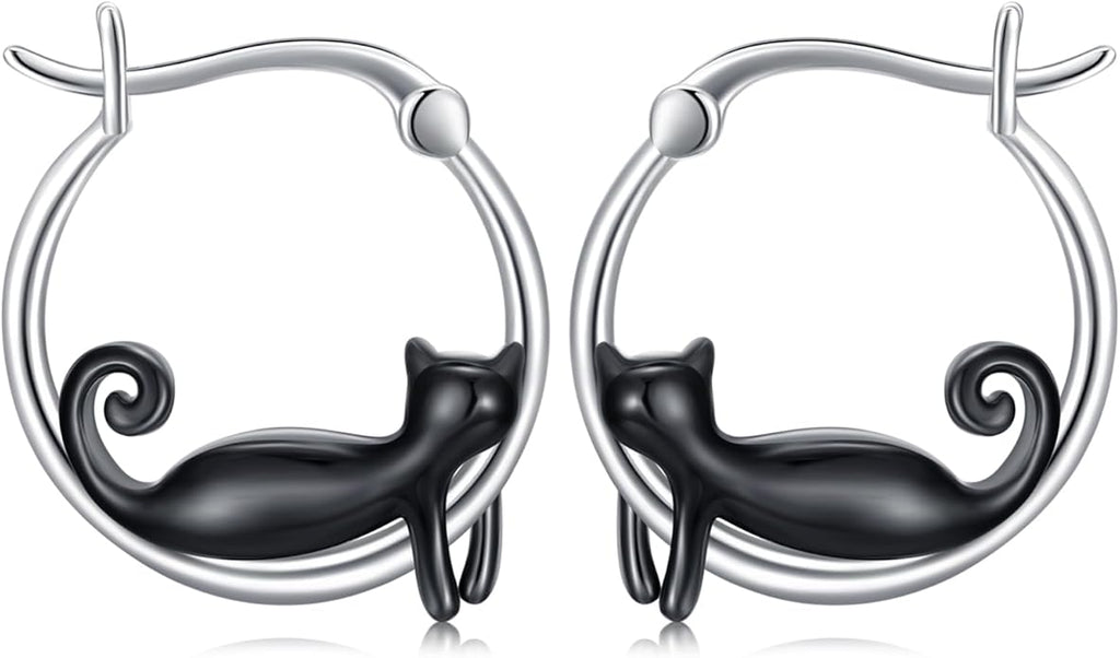 JUSTKIDSTOY Hypoallergenic Panda/Unicorn/Hummingbird/Dolphin Hoop Earrings for Women 925 Sterling Silver Animal Huggie Hoop Earrings Jewelry Gifts for Sensitive Ears