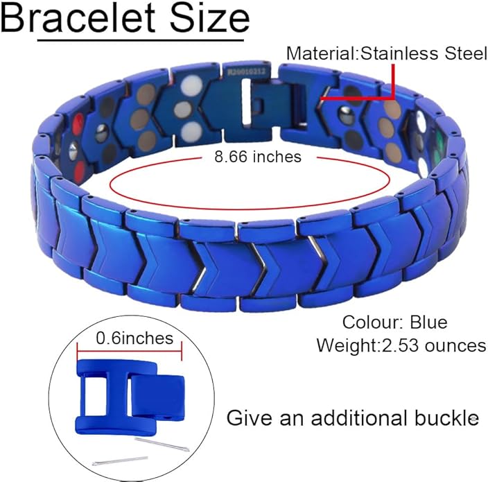 KYOSI 3X Magnetic Bracelets for Men Three rows Energy Stainless Steel Bracelet Magnet Link Mens Christmas Gift Jewelry