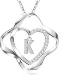 RIVIKO Valentines Day Gifts for Her-Love Knot Initial Necklace,925 Sterling Silver Letter Pendant Necklaces,Personalized Alphabet Jewelry Christmas Birthday Gifts for Women Wife Mom Friend