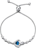AGVANA Valentines Day Gifts Rosy Reverie Birthstone Bracelet for Women Sterling Silver Genuine or Created Gemstone Tennis Bracelet Rose Heart Jewelry Anniversary Birthday Gifts for Women Mom Wife Her