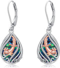 Animal Earrings 925 Sterling Silver Abalone Shell Dangle Drop Earrings Leverback Earrings Cute Animal Jewelry Gifts for Women Girlfriend