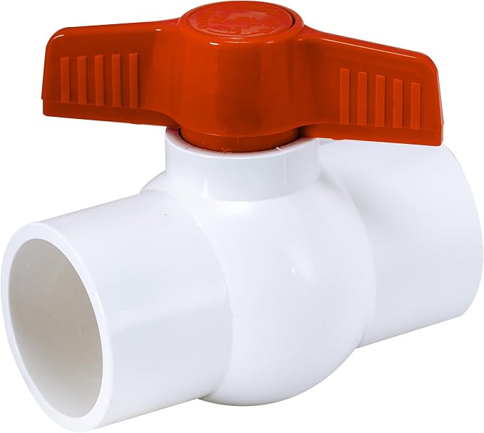 Eastman 1-1/2 Inch Slip Schedule 40 PVC Quarter Turn Ball Valve, Brass Plumbing by EZ-FLO