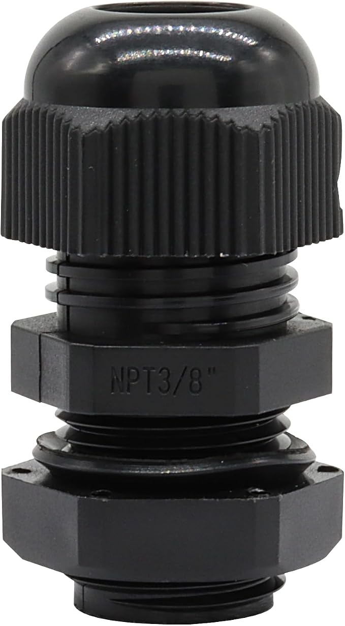 6Pcs 3/8" NPT Cable Glands, Waterproof, Adjustable Power Strain Relief Cord - Image 5