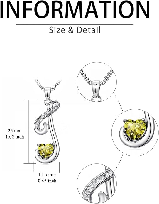 Valentines Day Gifts for Women Alphabet A to Z Initial Birthstone Pendant Necklaces for Women - 18k White Gold Plated Personalized Name Jewelry Valentine Mothers Day Birthday Gifts for Women Her Girlfriend